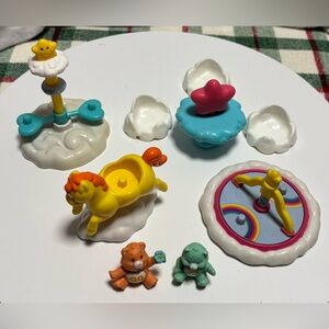 Vintage Care Bears Colorful Kids Toy Play Set with Bears & Carousel Lot Bundle
